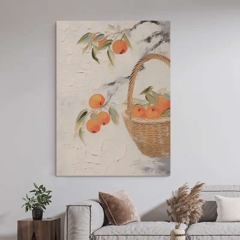 SYMT.ART手绘油画《柿柿如意—1》高级感客厅背景墙花卉挂画手工