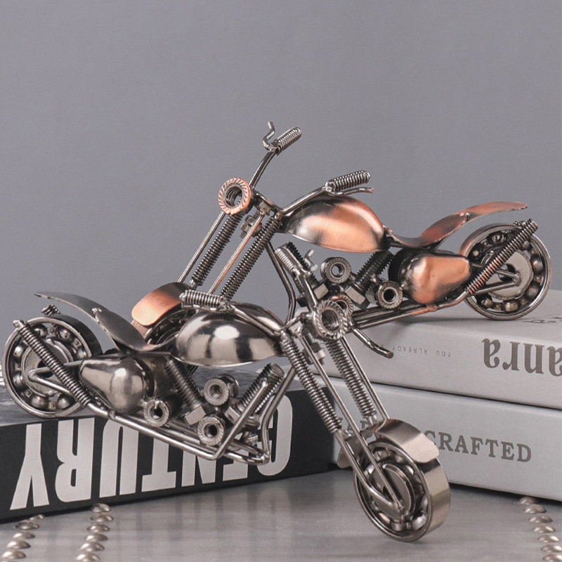 复古哈雷摩托车模型摆件创意客厅酒柜玄关桌面装饰金属工艺品摆设