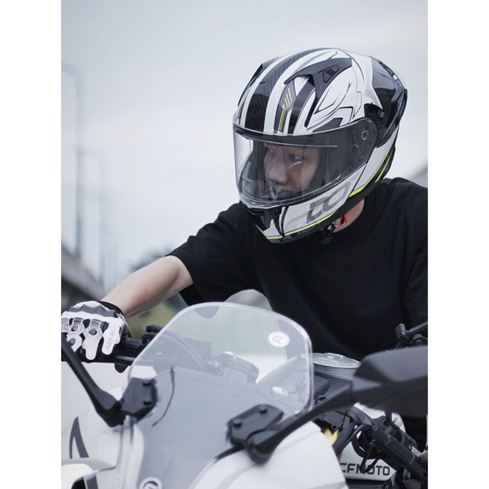 DOT揭面盔双镜片男女夏季超帅机车3C摩托车全盔头盔蓝牙耳机四季