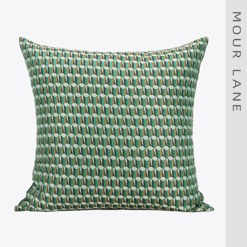 现代简约轻奢客厅样板房间沙发靠包靠垫抱枕绿色立体几何图形方枕