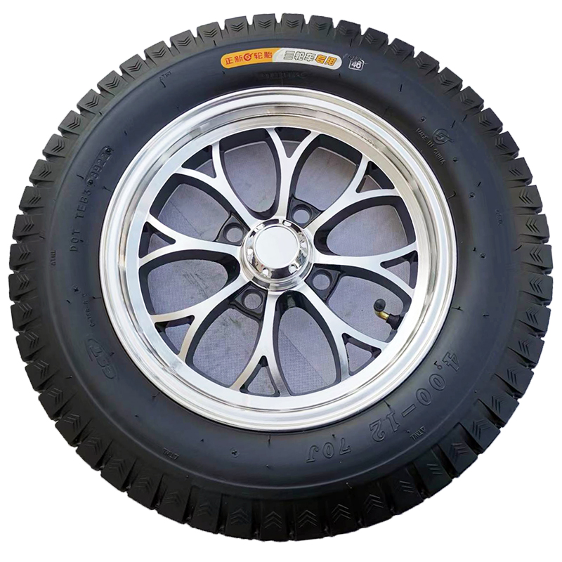 .400-12摩托三轮车铝圈正新真空轮胎钢丝胎电动三轮钢圈轮毂改装