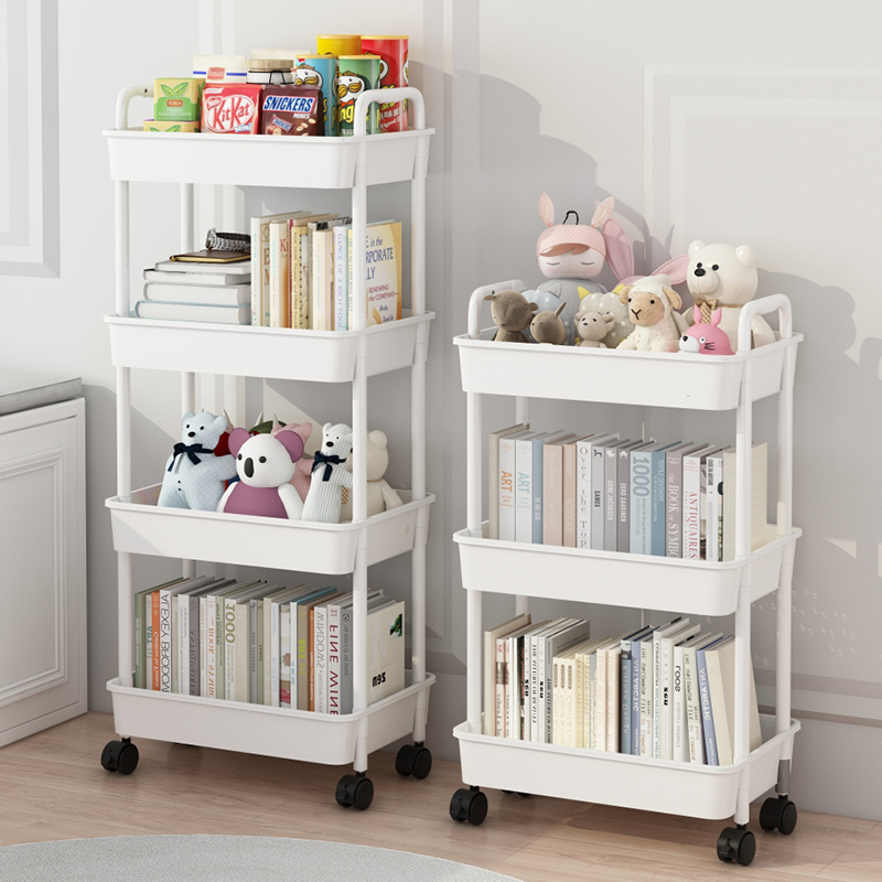 可移动置物架儿童书架玩具收纳架阅读家用小推车落地多层简易书柜