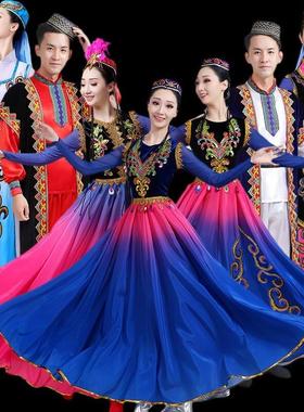 新款新疆舞蹈开场舞大摆裙民族风维族藏族舞台装演出服表演服