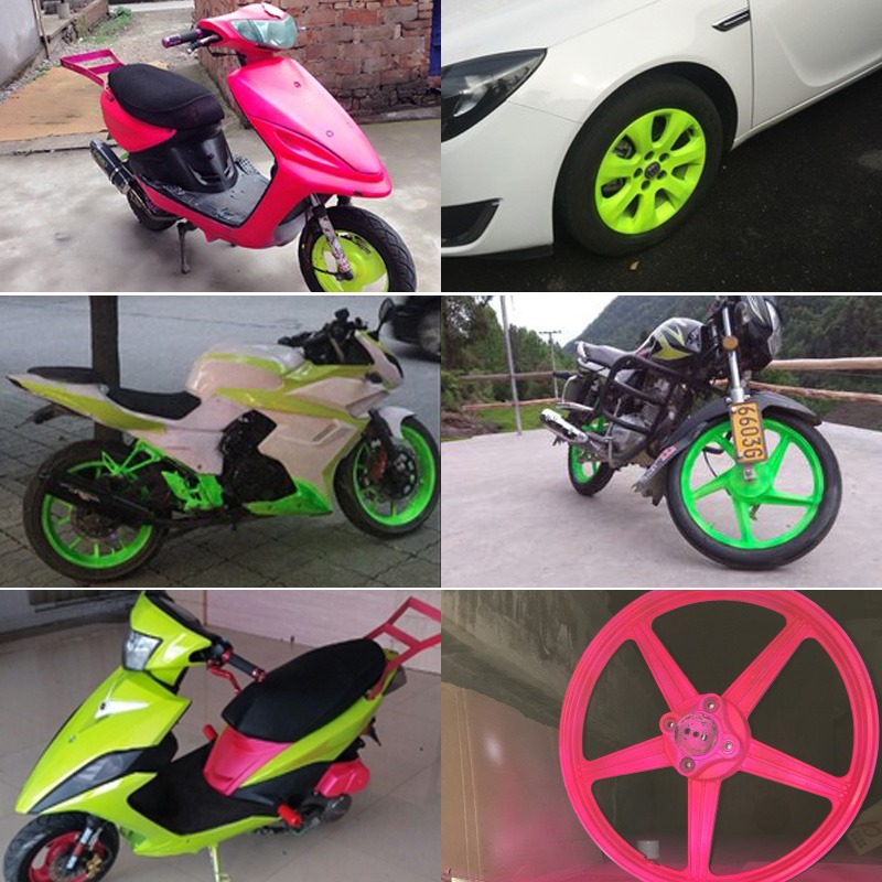 荧光自喷漆黄色汽车轮毂改色电动摩托车自行车荧光绿色手摇喷漆罐