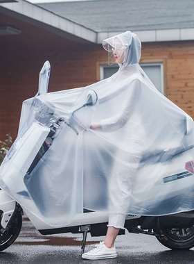 电动自行车雨衣男女款单双人全身长款加大摩托车骑行透明雨披成人
