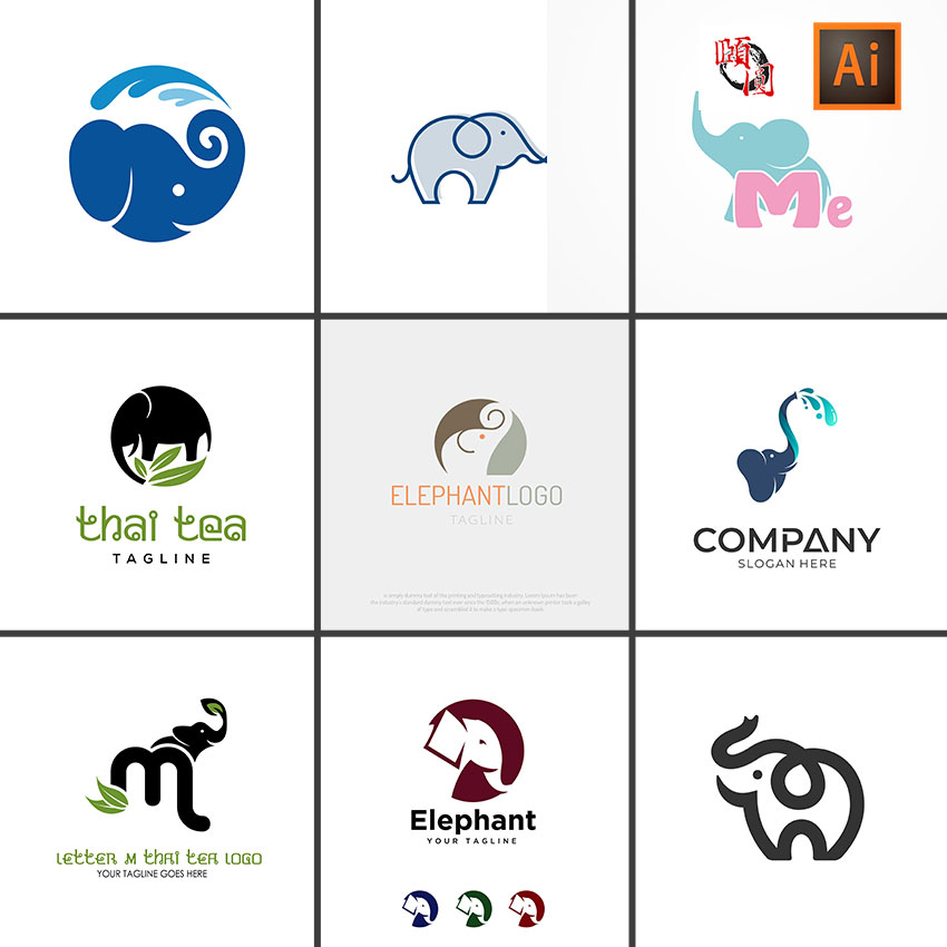 大象LOGO创意标志图标AI矢量设计素材