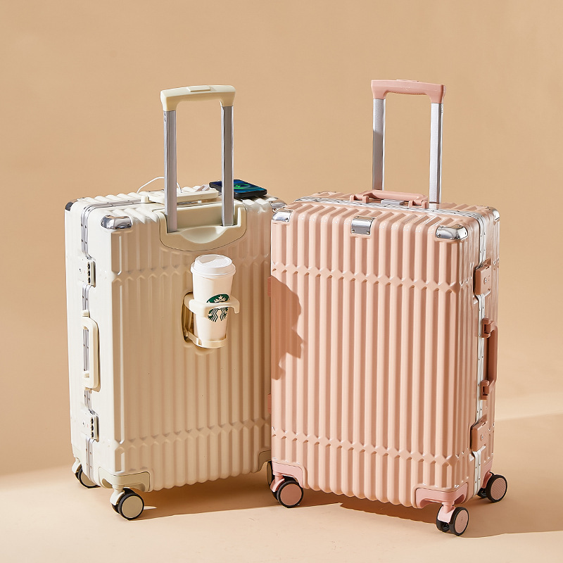 行李箱铝框20寸各尺寸拉杆箱万向轮大容量内置USB接口登 机旅行箱