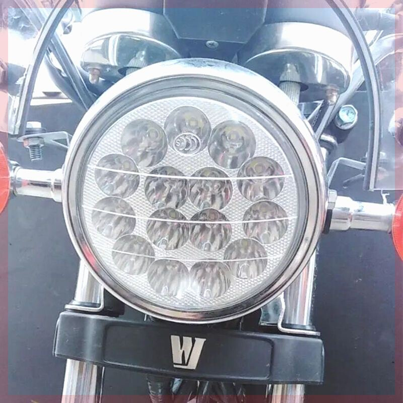 125太子摩托车电动三轮摩托车led前大灯半总成强光圆大灯12V-80V
