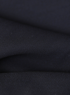 日本进口薄款深藏青色细腻麻纱绉纱肌理纯羊毛精纺面料设计师布料