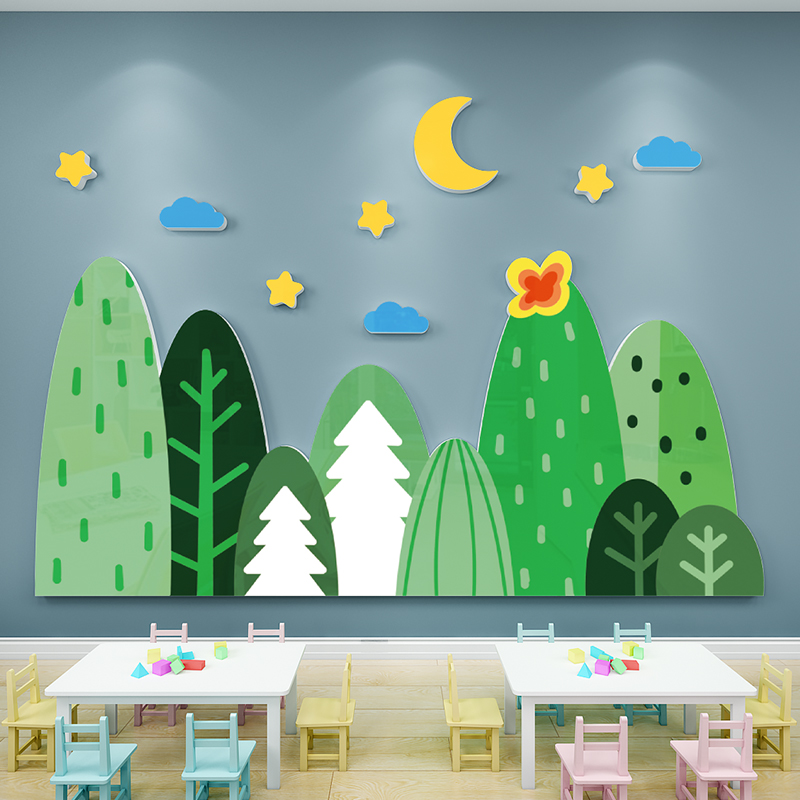 幼儿园墙面装饰春天环创主题墙成品材料森林系教室走廊过道踢脚线