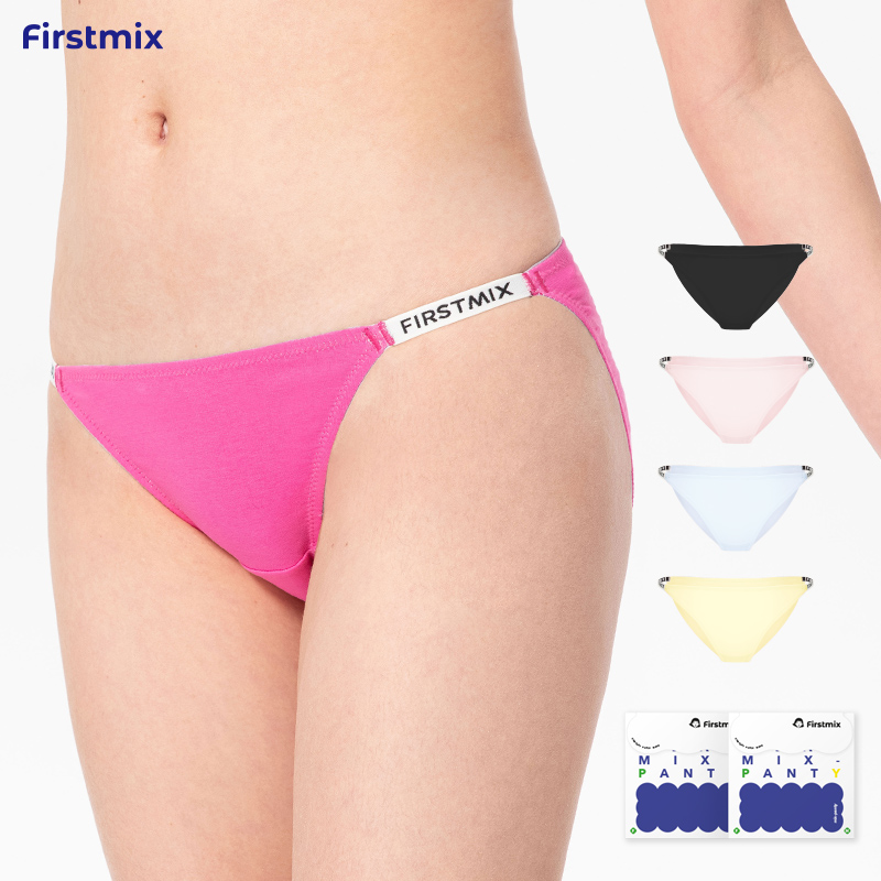 FIRSTMIX【4条】低腰高开叉字母细带性感舒适女内裤裆部抗菌内裤