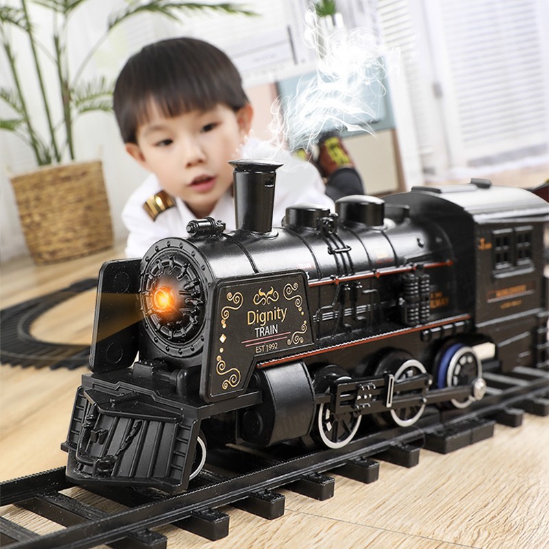仿真高铁停车场儿童电动小火车套装汽车火车蒸汽轨道模型男孩玩具