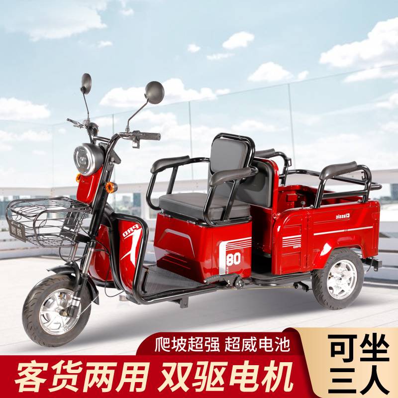 新款小型电动三轮车客货两用残疾人老年人电瓶车接送孩子家用休闲