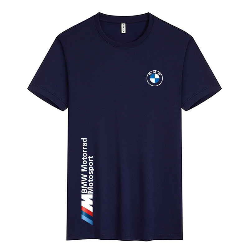 夏季宝马BMW车标工作服短袖t恤男女汽车4s店纯棉工衣定制印字logo