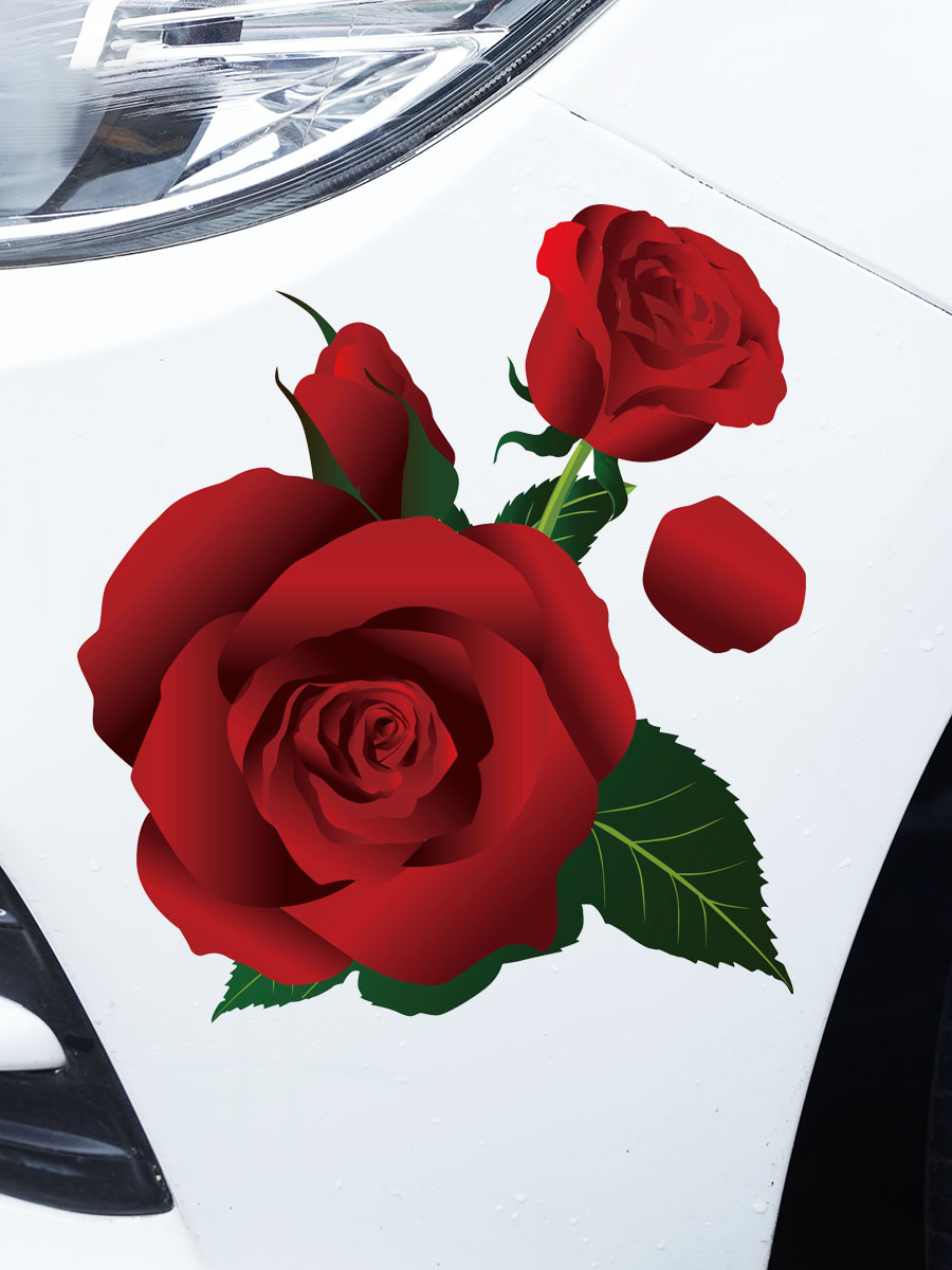 汽车贴纸3d立体花朵车身订制个性创意玫瑰花保险杠车子划痕遮挡贴