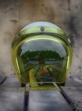 哈雷摩托车头盔复古盔biltwell防风沙泡泡镜片bell电镀银挡风玻璃