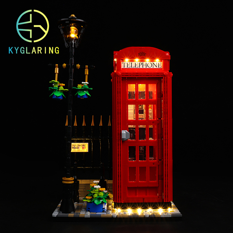 KY可匀适用乐高创意系列21347伦敦红色电话亭LED积木玩具灯饰灯光