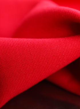 意大利进口舒适大红色三层双面可揭开精纺粗纺纯羊毛设计师布料