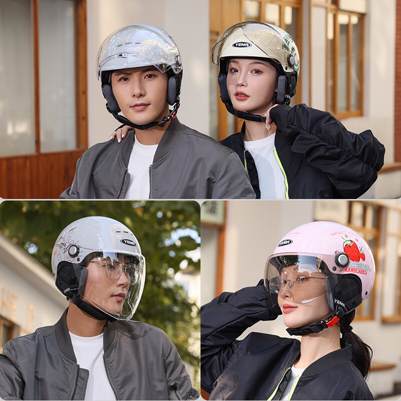 野马3C认证电动摩托车头盔男女夏季防晒半盔四季通用电瓶车安全帽