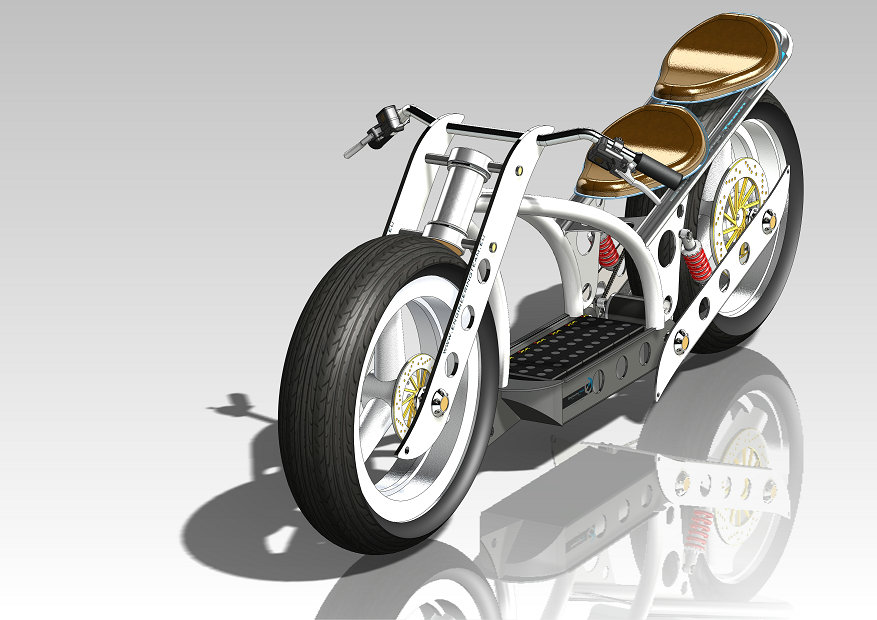 概念电动摩托车3D图纸 SolidWorks设计 IGS和STP格式