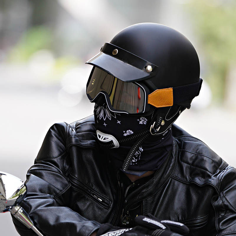 日式复古摩托车头盔冬季踏板巡航机车半盔男女士小盔体电动车瓢盔