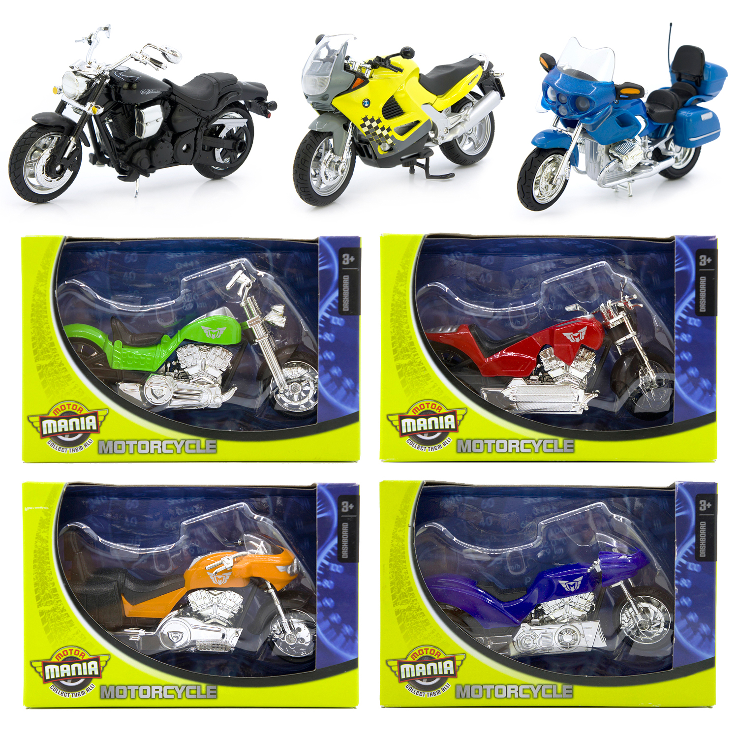 MOTOR MANIA MOTORCYCLE重型机车摩托车合金车模型1:18儿童玩具车