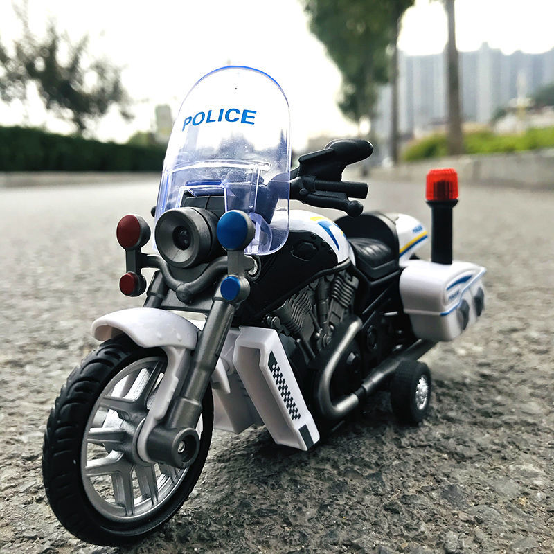 警用仿真玩具摩托车车模惯性儿童玩具车巡逻警车仿真声音灯光男孩