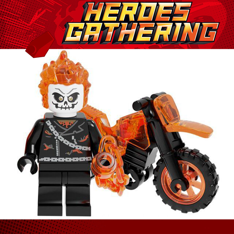超级英雄KF1376恶灵骑士灵魂战车摩托车第三方男生积木人仔玩具
