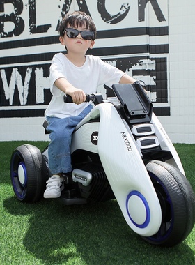 儿童电动车宝马摩托车奔驰充电女男孩宝宝玩具车可坐大人哈雷个性