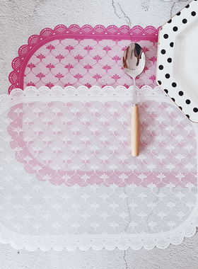 出口韩国创意简约蕾丝防水pp餐垫ins风餐具垫桌垫粉色少女心包邮