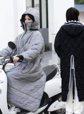 电动车罩加厚衣冬季骑行挡风摩托骑车加绒挡风防寒保暖衣防风加[