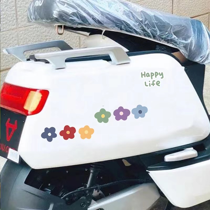 雅迪小牛爱玛机车摩托电动车贴纸车身划痕遮挡可爱花朵装饰贴画