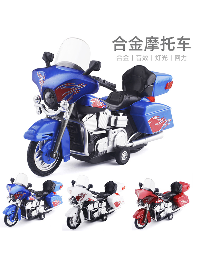 新品巡逻仿真摩托车模型回力声光儿童玩具车男孩礼物中国大陆成品