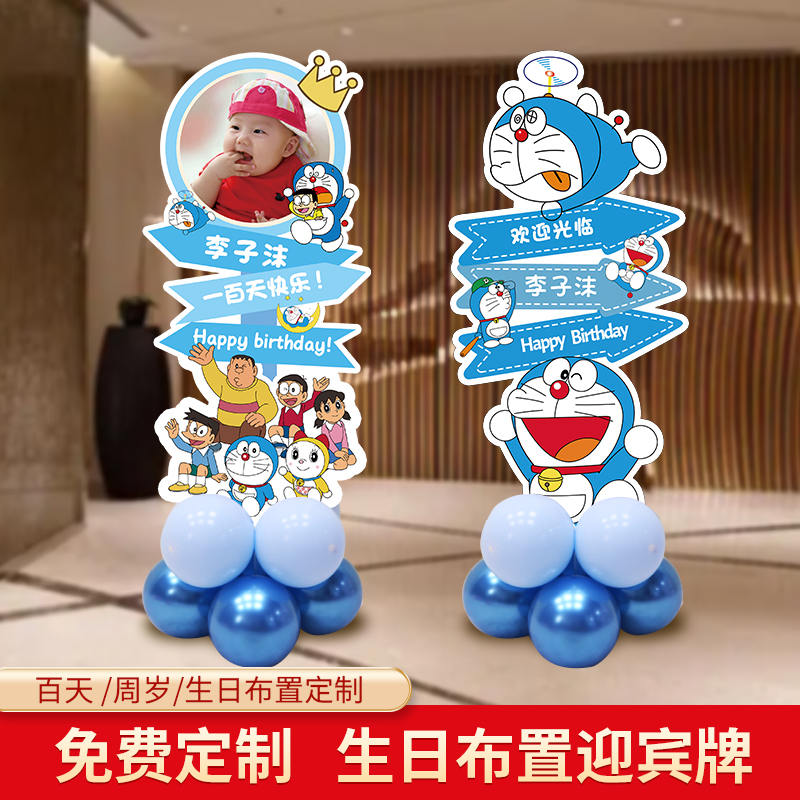 哆啦A梦生日迎宾牌指示牌宝宝1周岁布置装饰头像KT板机器猫叮当猫