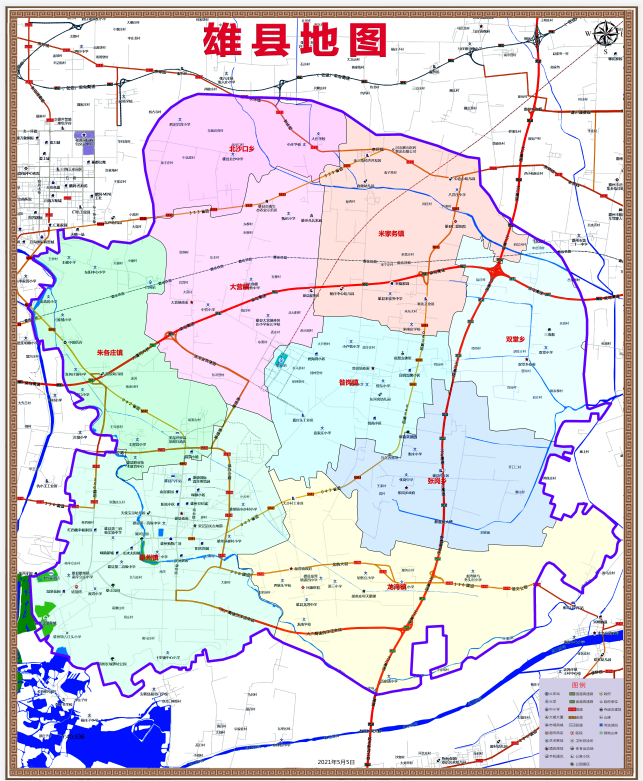 2021年5月河北保定市雄县高德版地图乡镇公路旅游交通行政分布
