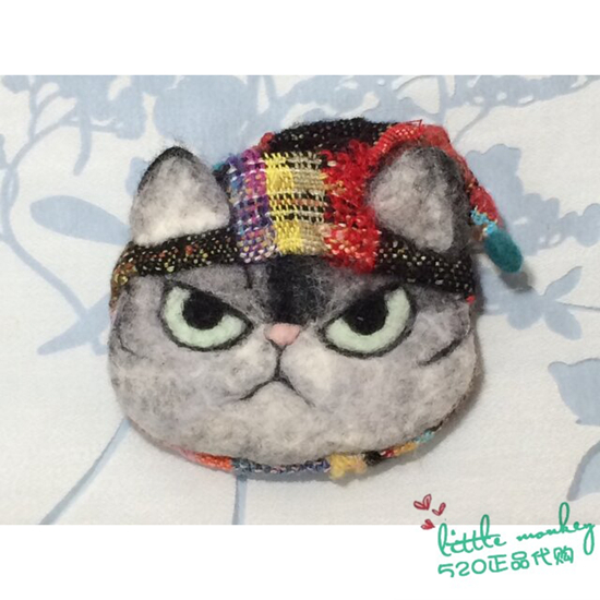 日本代购 戴帽子的猫咪  职人手工 治愈可爱 零钱包 小物收纳包