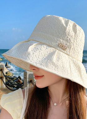 帽子女款韩版2024新款设计感褶皱肌理渔夫帽春夏遮阳防紫外线盆帽