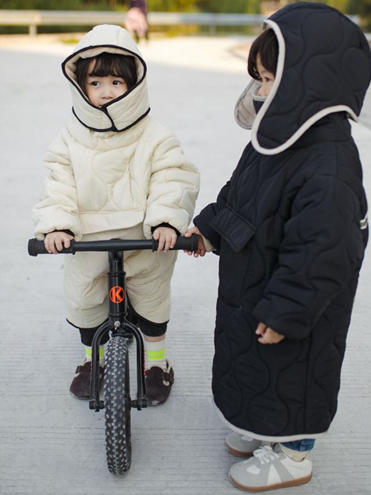 冬季骑行防寒服儿童夹棉骑行挡风衣加厚保暖人车分离摩托电瓶新款