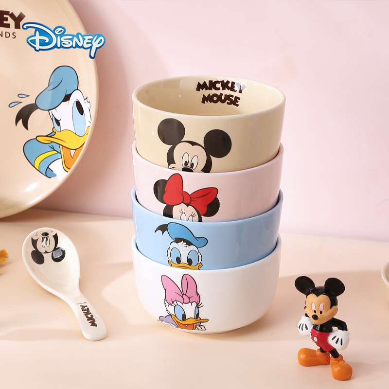 迪士尼米奇新款陶瓷餐具儿童饭碗卡通可爱创意面碗宝宝吃饭的碗