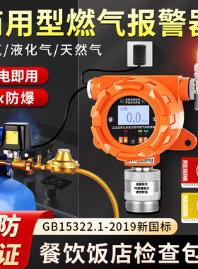 燃气报警器商用煤气泄漏自动切断阀液化气警报器可燃气体探测装置