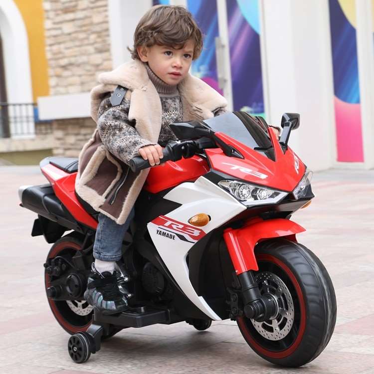 正品网红款R3儿童电动摩托车2-8岁两轮可坐人小孩玩具车宝宝充电