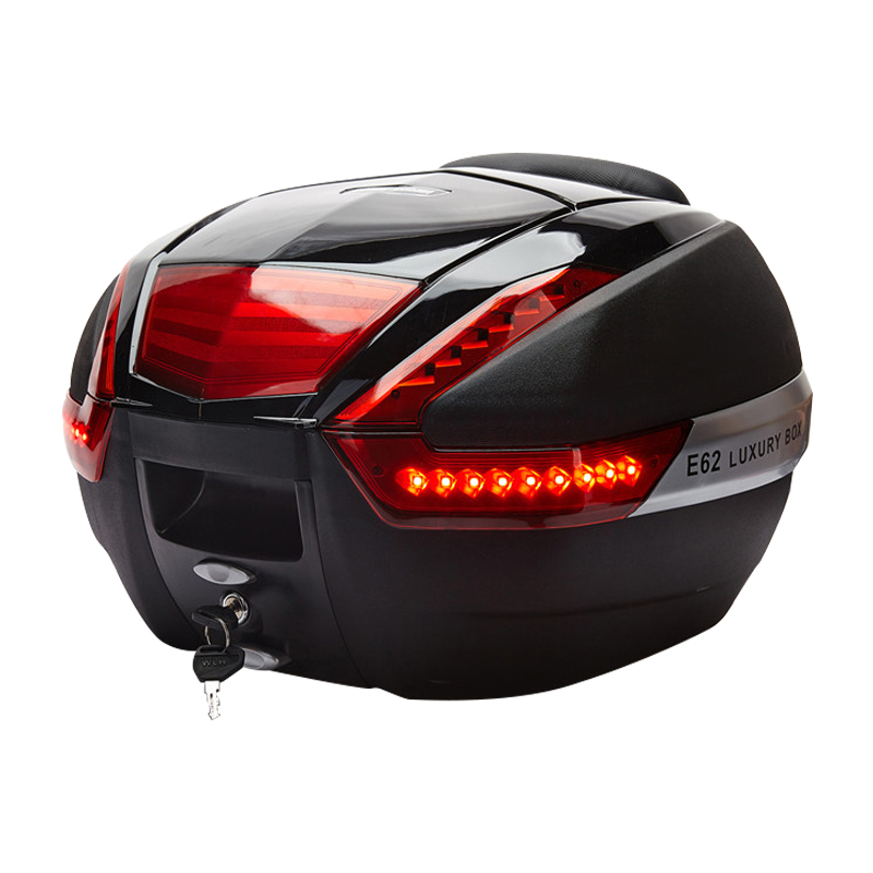 万里豪E62摩托车尾箱带LED灯大容量两头盔电动车赛车跑车后备箱