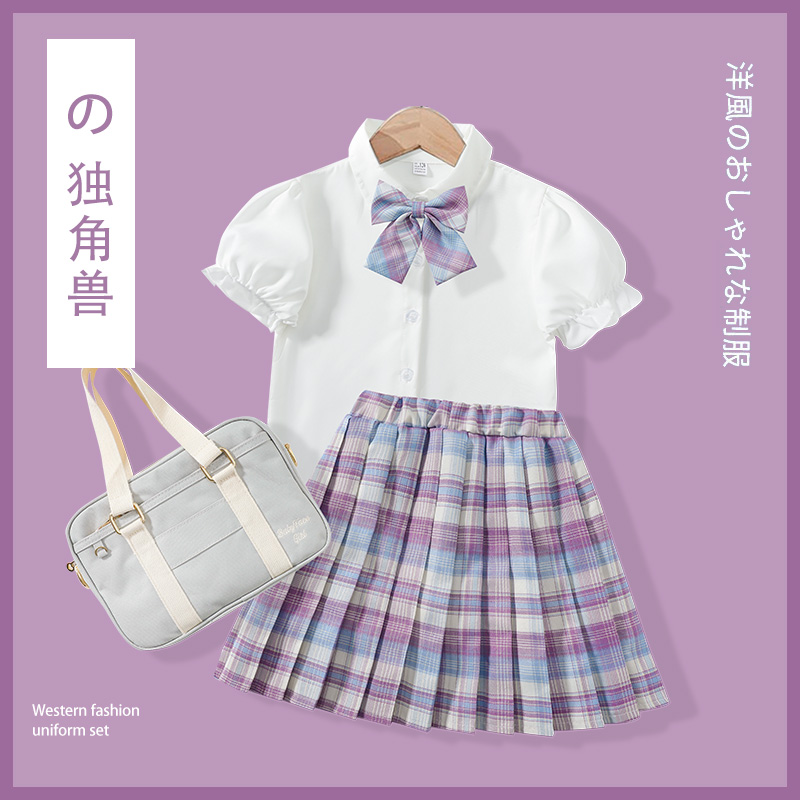 女童jk制服套装连衣裙2024新款夏装洋气时髦儿童小学生学院风裙子