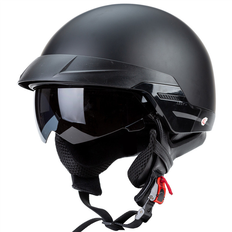 哈雷复古摩托车头盔带内置镜片耳朵包围机车头盔DOT认证机车头盔
