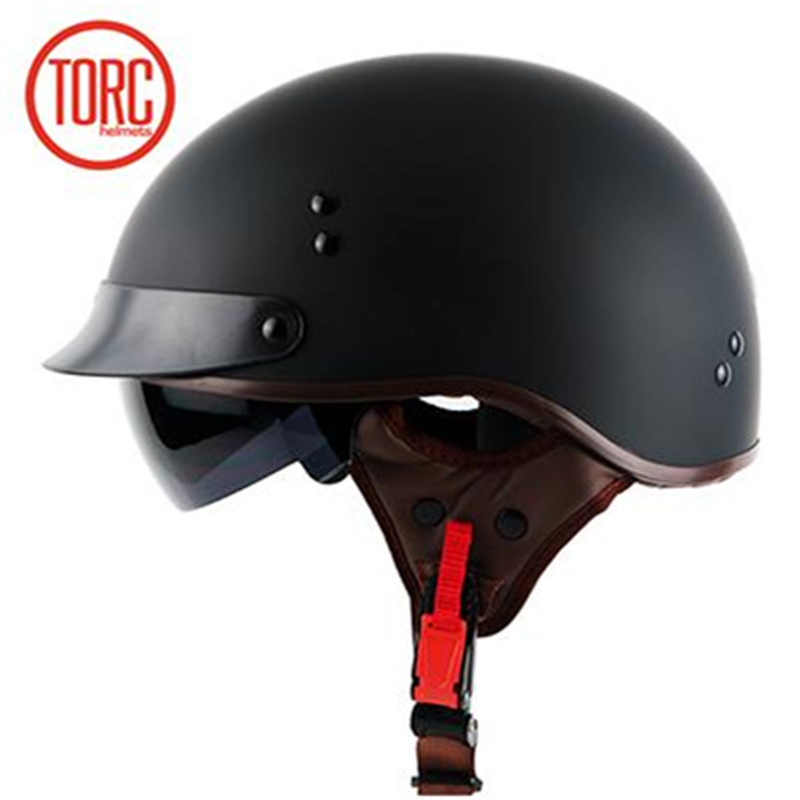 2018新款TORC T55系列复古巡航头盔皮革包裹可拆卸内衬重机车头盔