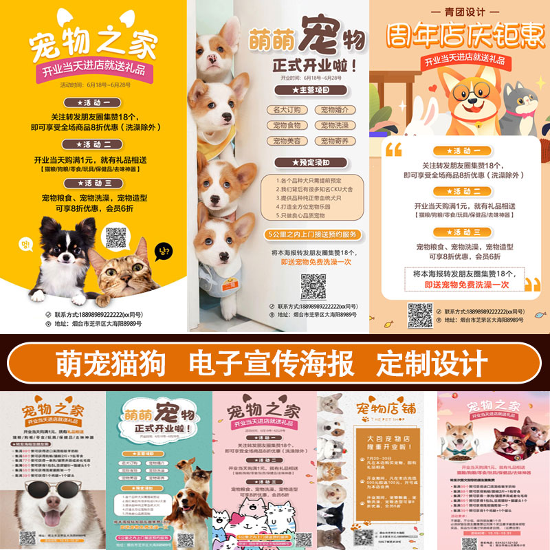宠物店猫狗医院开业周年庆价目表价格表图片设计定制电子版海报