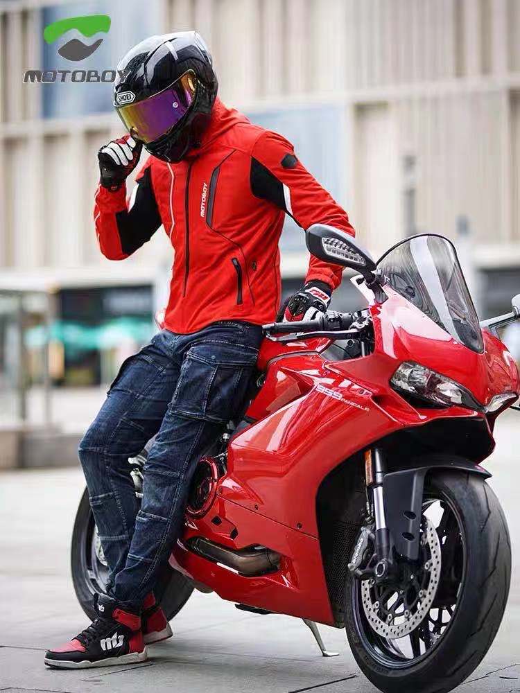 motoboy摩托车骑行服夏季网眼透气休闲帅气机车服骑行装备防摔男