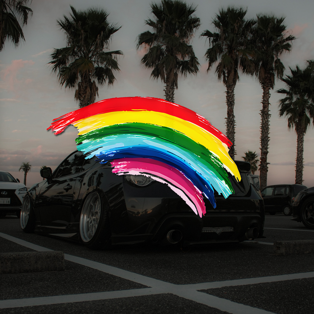 涂鸦汽车贴纸划痕遮挡车贴彩虹装饰车身个性车窗电动摩托车防水