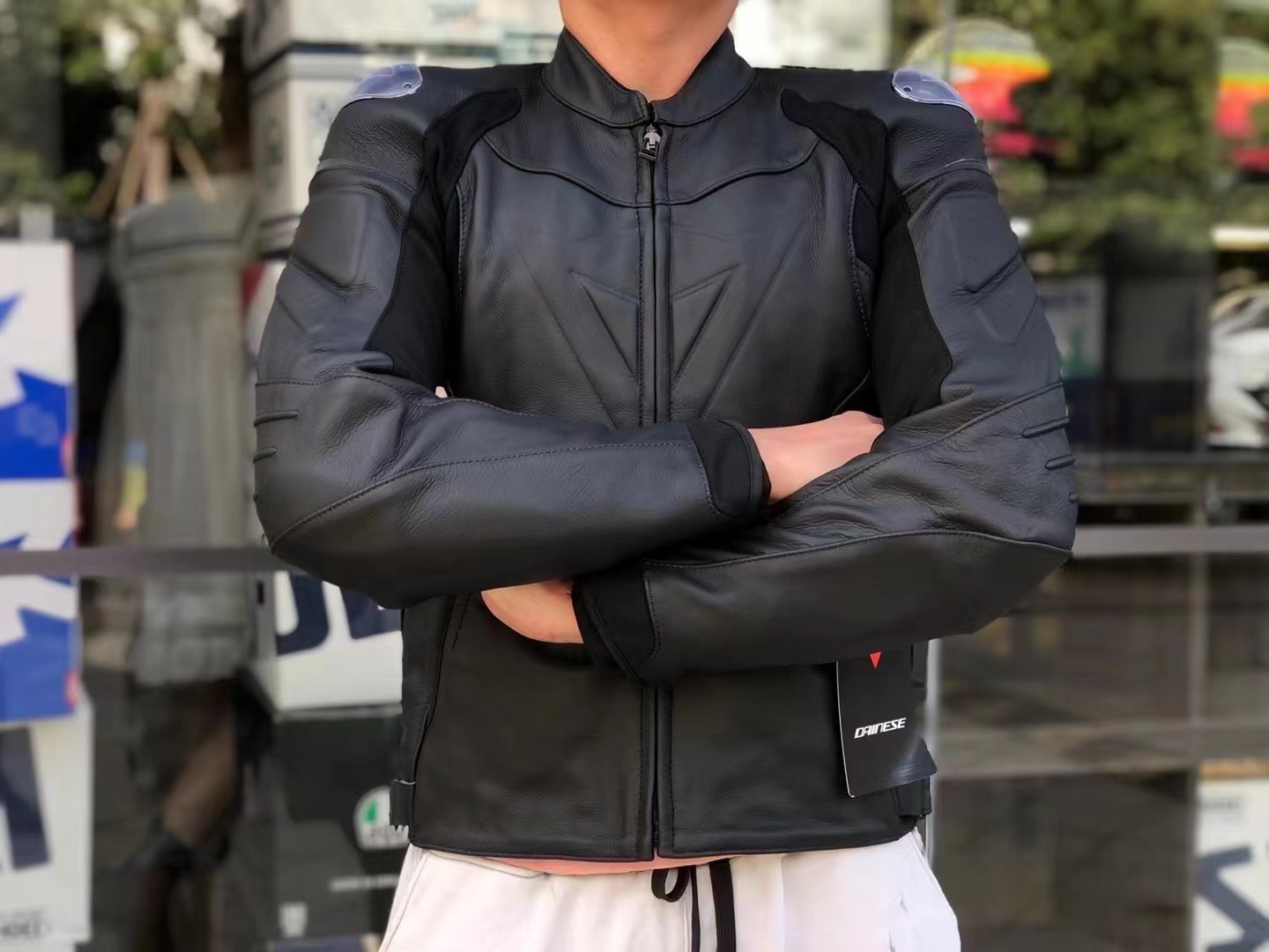 意大利丹尼斯 FIGHTER暗夜骑士摩托机车皮衣带内胆保暖防摔赛车服