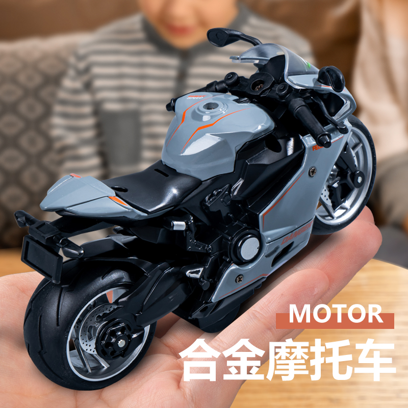 儿童仿真摩托车回力惯性车模型迷你赛车3岁2宝宝小汽车男孩玩具
